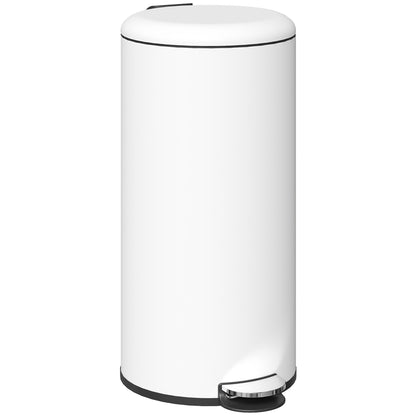Balde De Lixo Homcom Metal E Pp Creme Branco 36x30x63,5 Cm_0