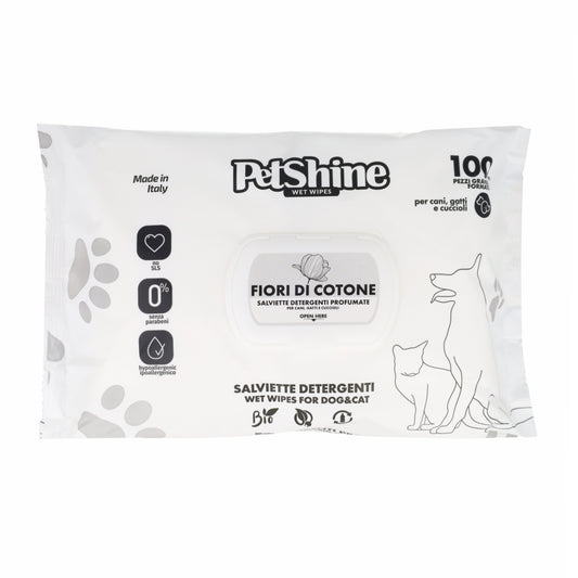 Toallitas Higiene Perro y Gato Flores y Algodón Porrini 100 uds