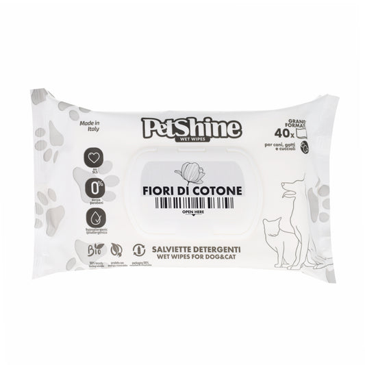 Toallitas Higiene Perro y Gato Flores y Algodón Porrini 40 uds