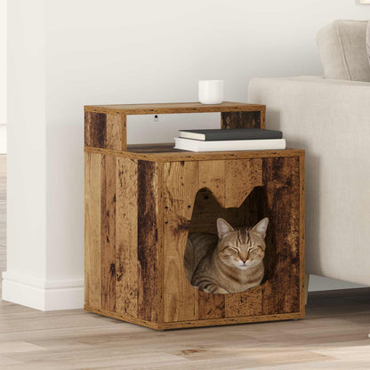 Casa Para Gatos Madera Vieja 42,5 X 40 X 53,5 Cm_1
