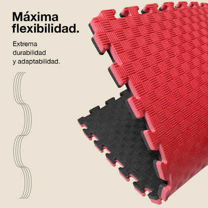 Jowy Tatami Puzzle 2,5cm 100x100cm, Pack 4 Unidades – Superficie 5 Líneas Negro/rojo_5