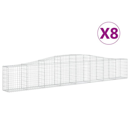 Cestas De Gaviones 8 Uds Forma De Arco Hierro 400x30x60/80 Cm_0