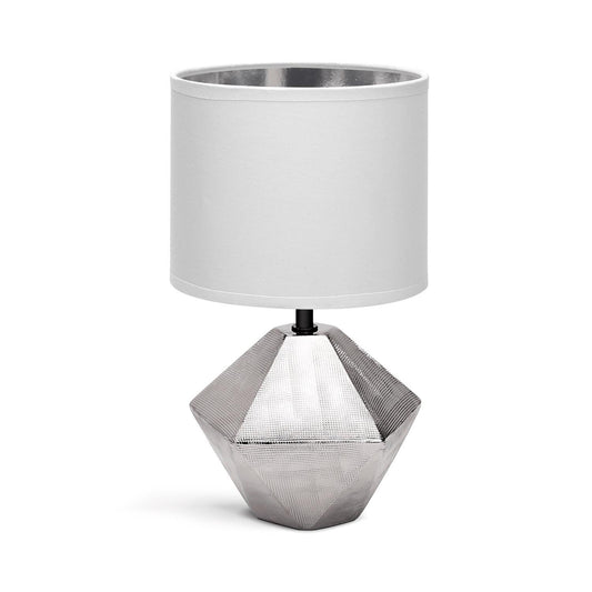 Lampara de mesa Cerámica E14 Plateada Tamaño gande