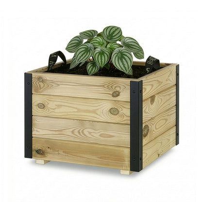 Jardinera Exterior De Madera Con Refuerzo De Aluminio Pun Al Hortalia 50x50x40 Cm_0