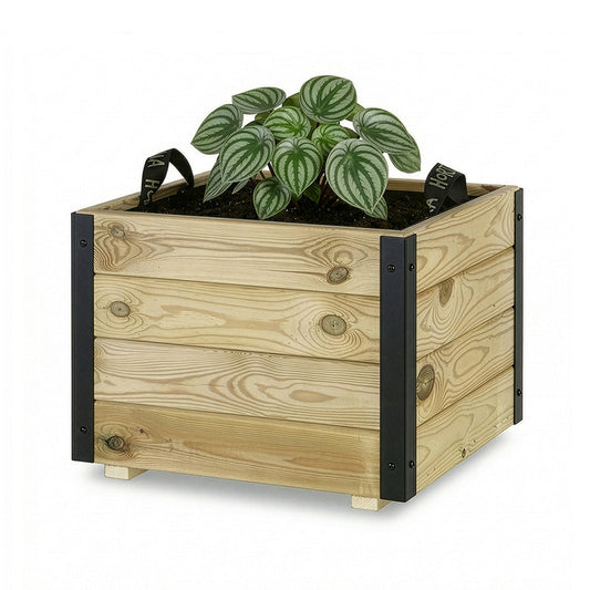 Jardinera Exterior De Madera Con Refuerzo De Aluminio Pun Al Hortalia 50x50x40 Cm_0