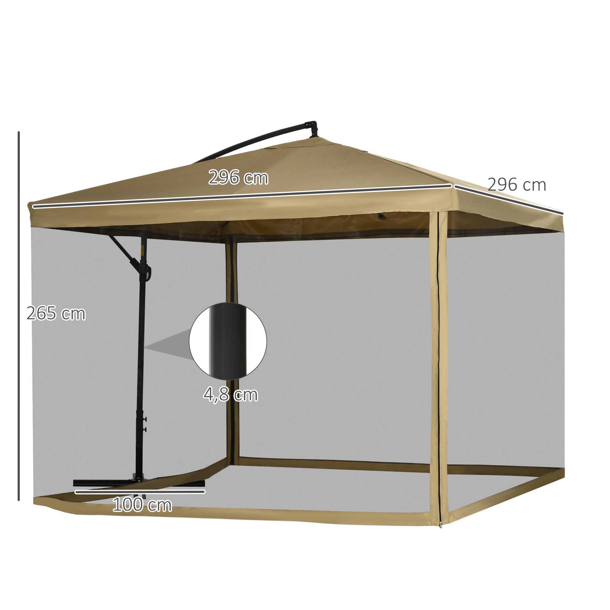 Outsunny Sombrilla De Jardín 296x296x265 Cm Inclinable Con Manivela Base Cruzada_2