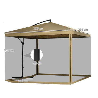 Outsunny Sombrilla De Jardín 296x296x265 Cm Inclinable Con Manivela Base Cruzada_2