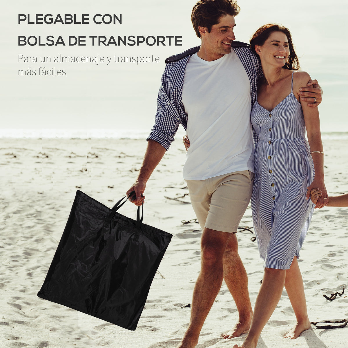 Outsunny Conjunto De 2 Esterillas De Playa Plegable 134x48x33-43 Cm Beige_5