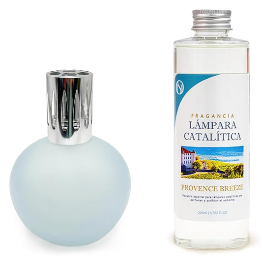Lámpara Catalítica Azul Grisáceo Mate + Aroma Provence Breeze 200ml - Elimina Malos Olores, Impurezas Y Perfuma_0