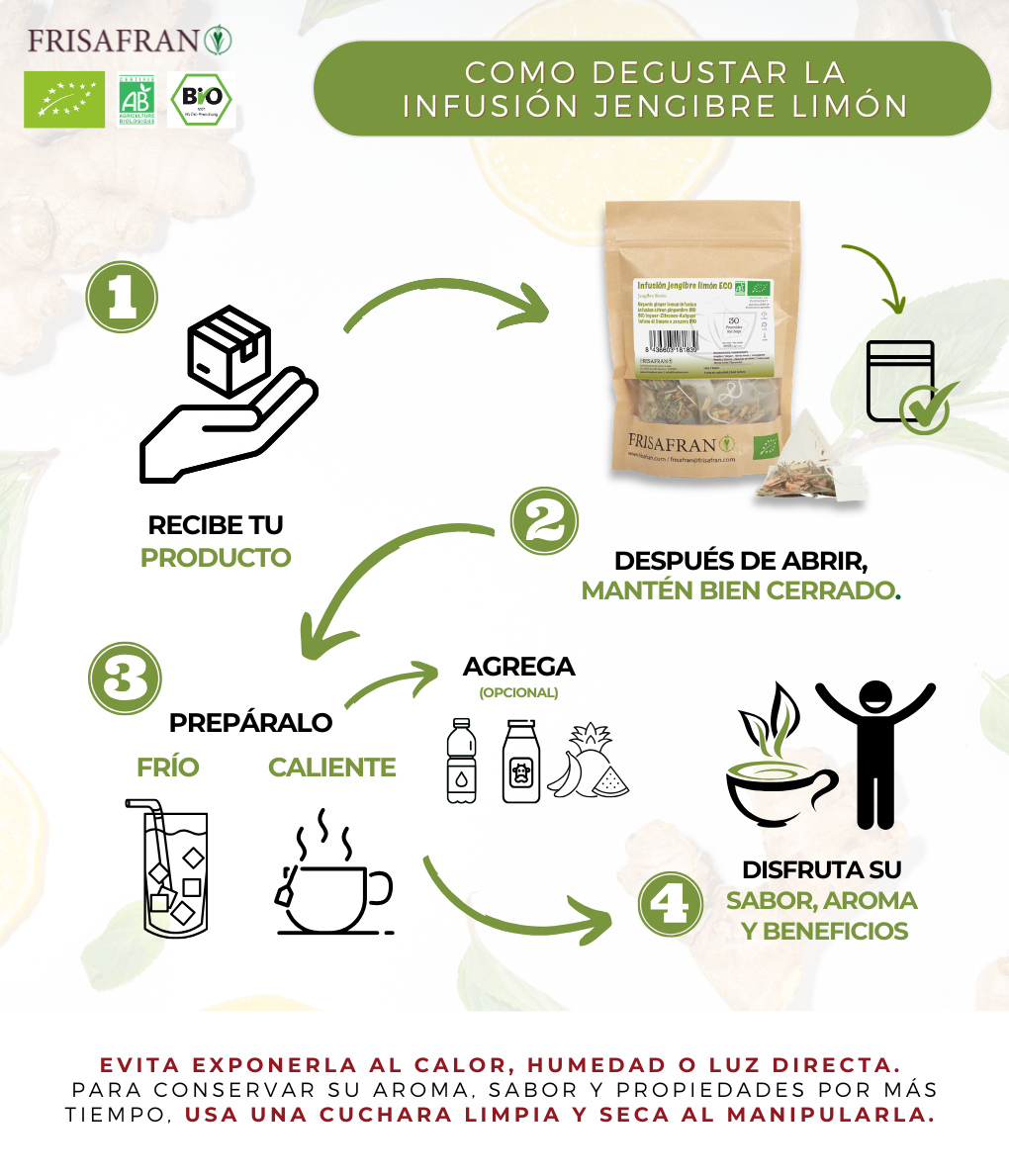 Infusión De Jengibre-limón Ecológica |granel | Calidad | Frisafran 100 G_2