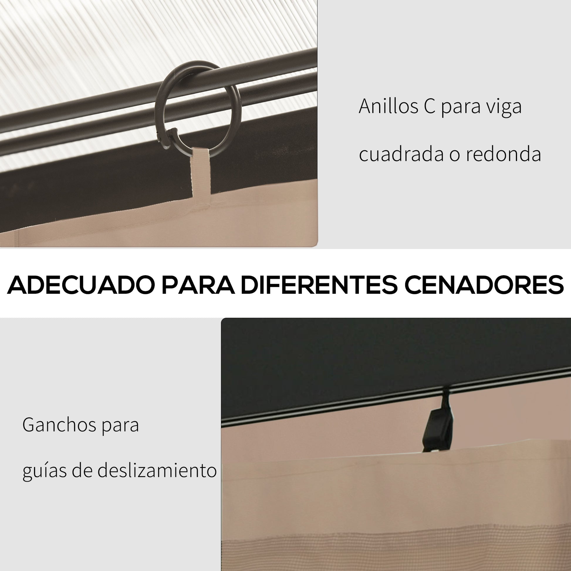 Outsunny 4 Paredes Laterales Para Cenador 3x2 M Con Ganchos Marrón_5