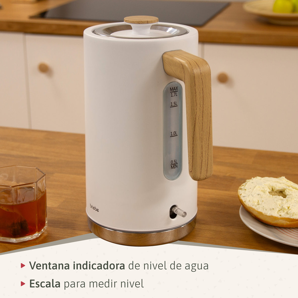 Briebe Nordic Hervidor Agua Eléctrico 1,7l Inalámbrico Ebullición Rápida, Libre De Bpa, Base De 360°, Kt1165wht, Blanco_5