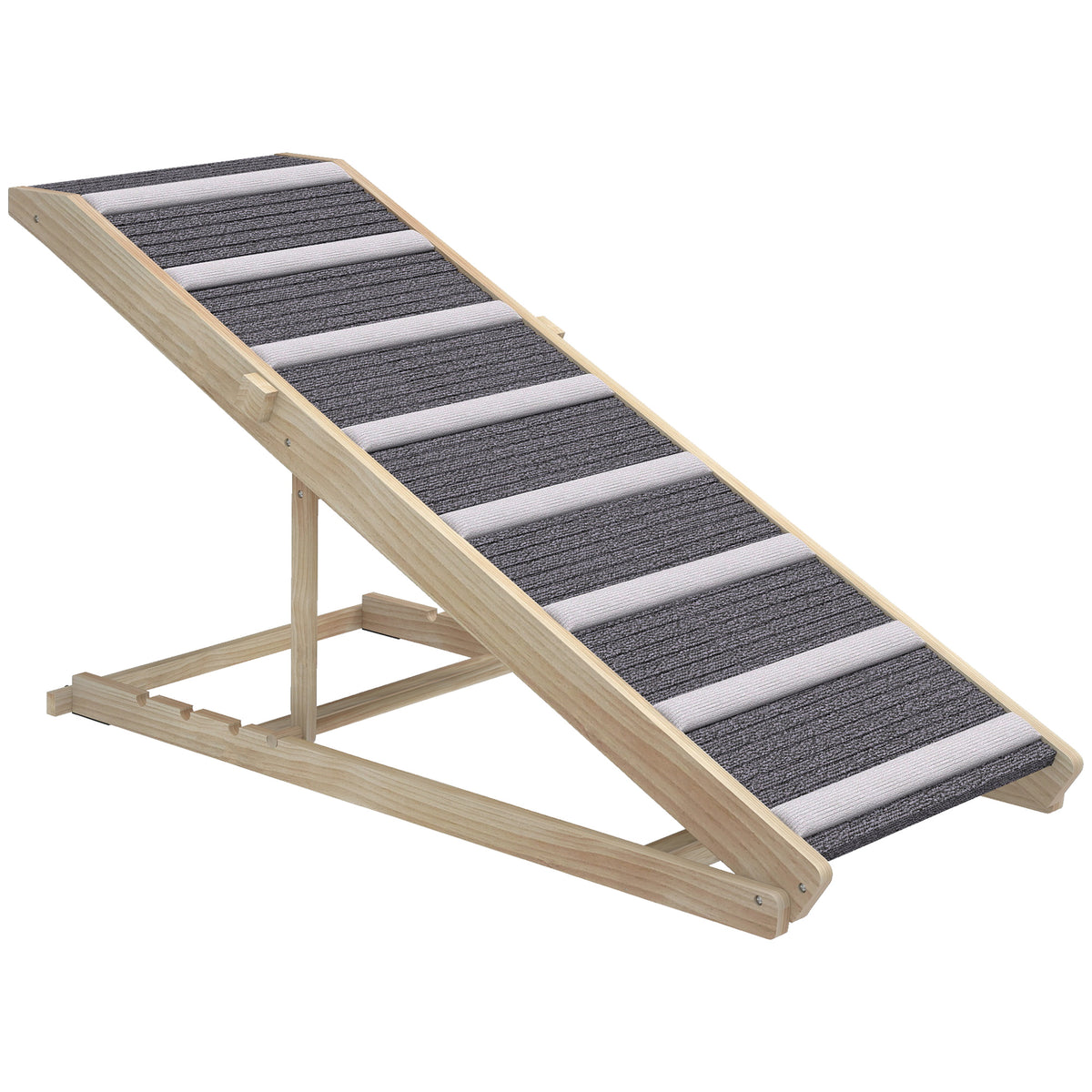 Pawhut Rampa Para Perros De Madera Plegable Altura Ajustable 41-60 Cm 120x50 Cm_1