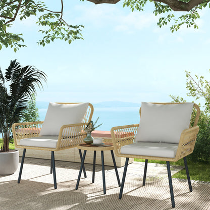 Outsunny Conjunto De Mesa Y Sillas De Jardín Exterior De Ratán Natural_1