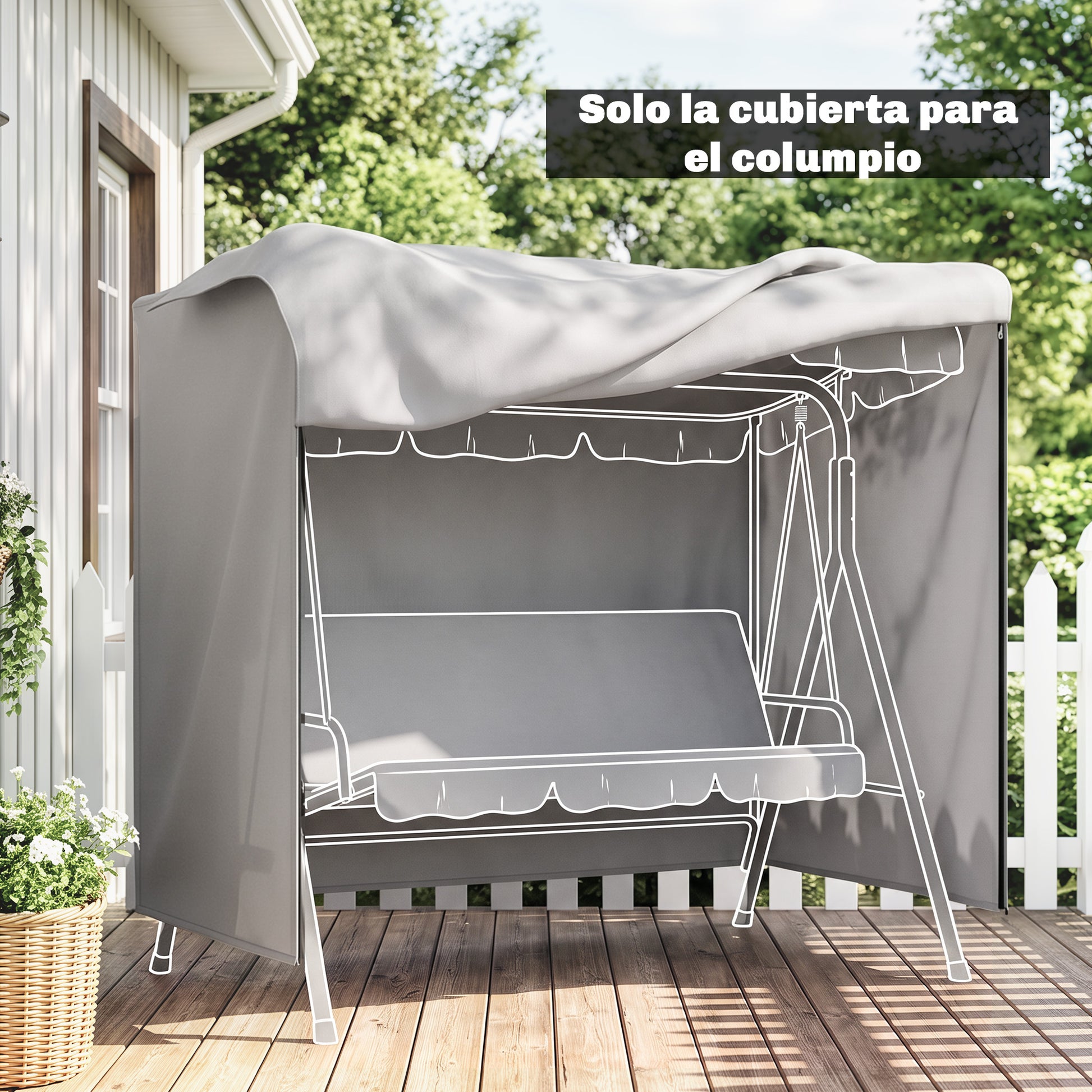 Outsunny Funda De Balancín Para Jardín Con 2 Cremalleras 177x114x152 Cm Gris_4