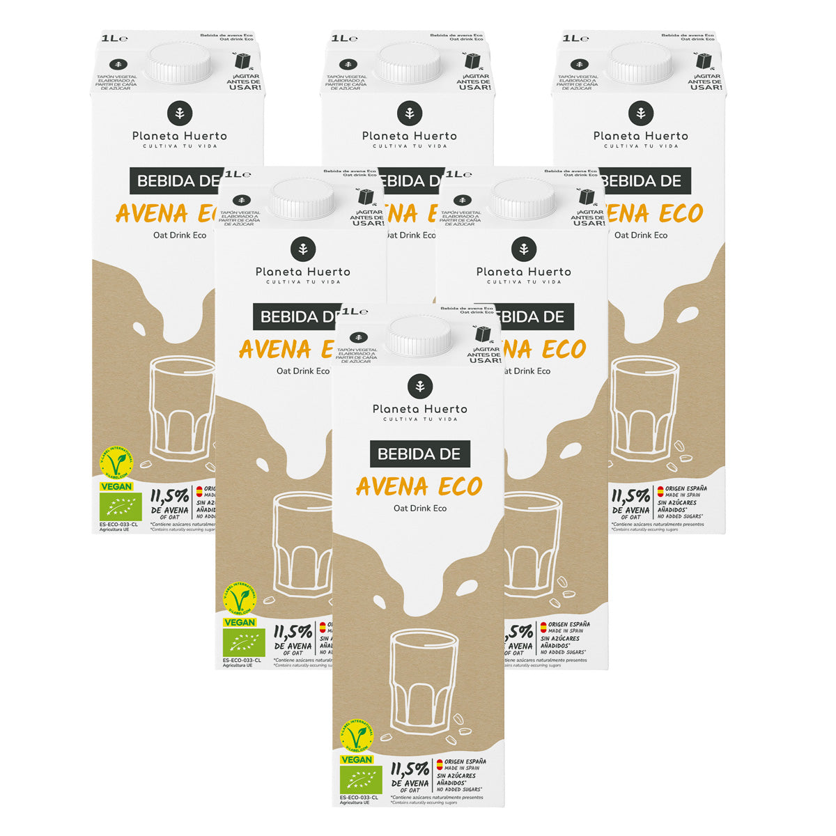 Pack 6x Bebida de Avena ECO Planeta Huerto 1L