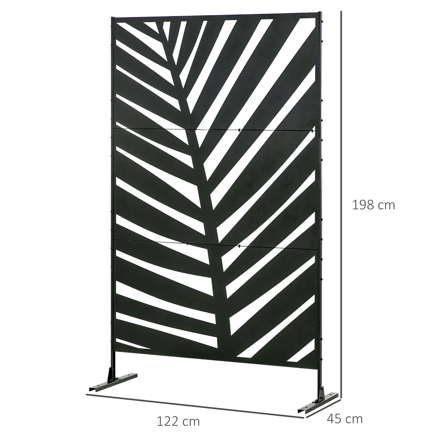 Outsunny Biombo Para Exterior De 3 Piezas Con Diseño De Hoja De Plátano Negro_2