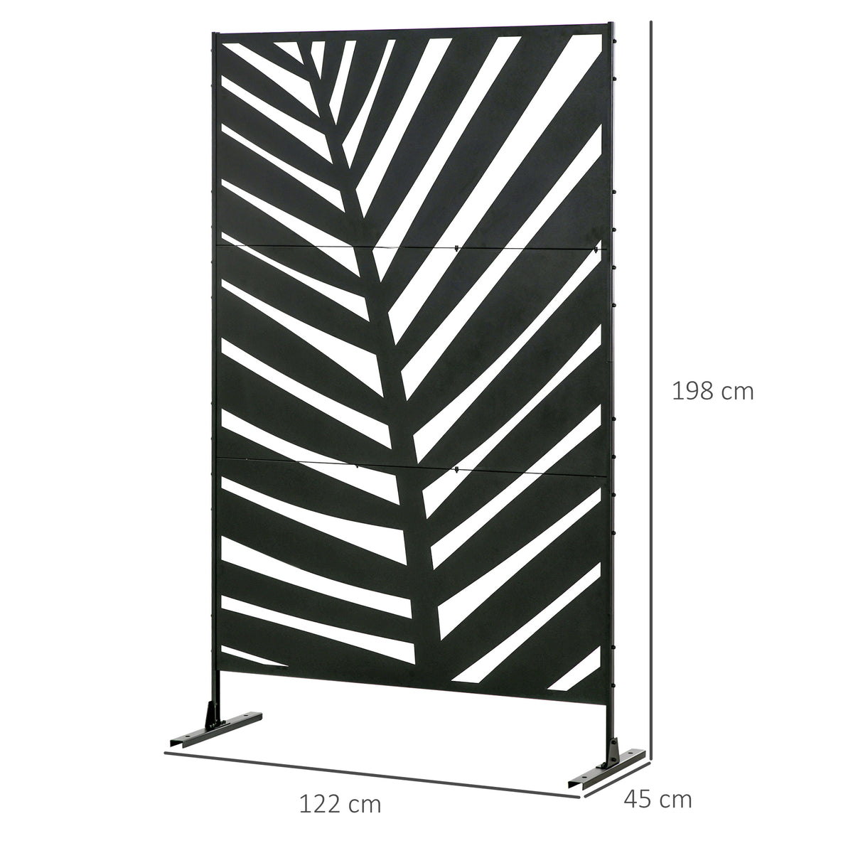 Outsunny Biombo Para Exterior De 3 Piezas Con Diseño De Hoja De Plátano Negro_2