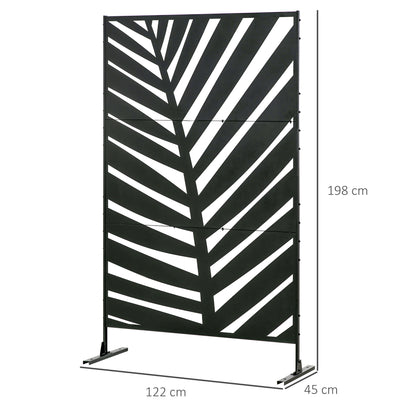 Outsunny Biombo Para Exterior De 3 Piezas Con Diseño De Hoja De Plátano Negro_2