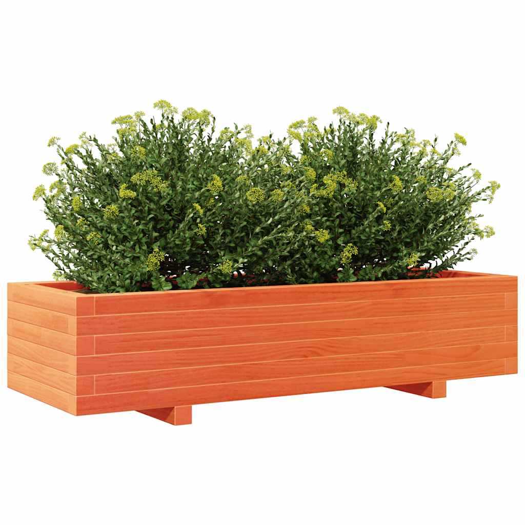 Jardinera De Madera Maciza De Pino Marrón Cera 110x40x26,5 Cm_3