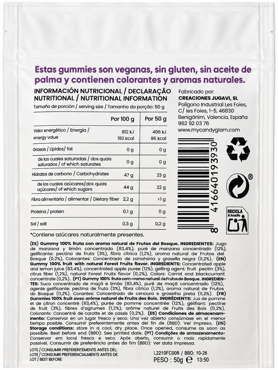 Gummies 100% Fruta Pack De 14 Frutos Del Bosque – Snack Saludable Vegano Sin Azúcares Añadidos_4