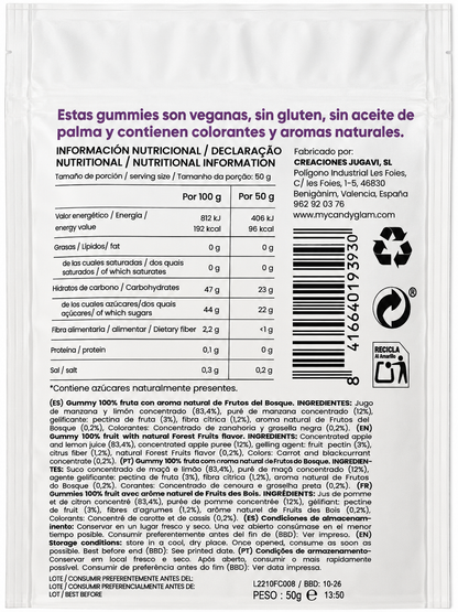 Gummies 100% Fruta Pack De 14 Frutos Del Bosque – Snack Saludable Vegano Sin Azúcares Añadidos_4