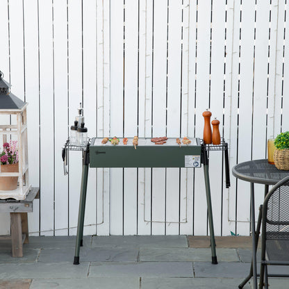 Outsunny Barbacoa De Carbón Con 2 Parrillas De Acero Inoxidable 94x39x70cm Verde_1