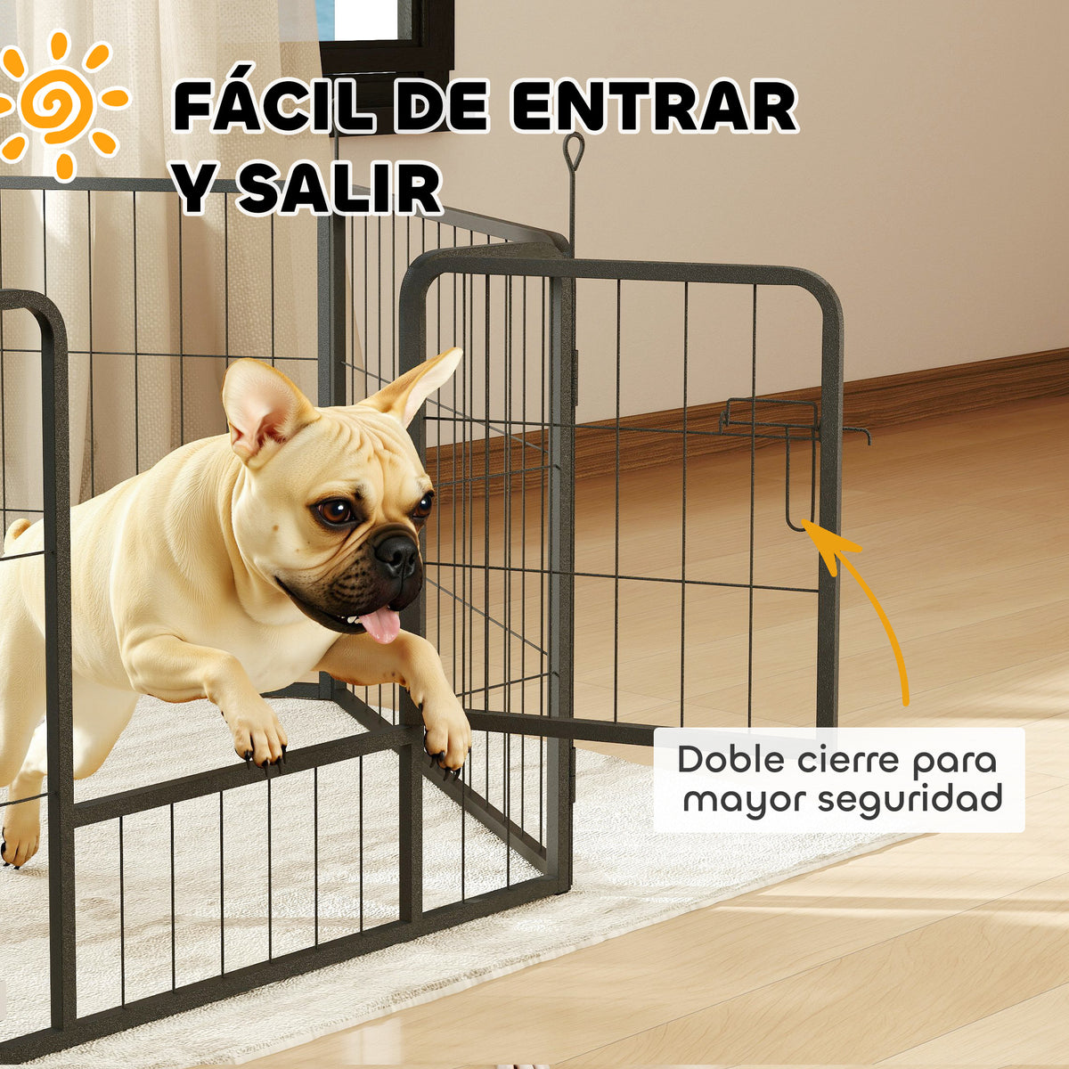 Pawhut Parque Para Perros De 6 Paneles De 60 Cm De Altura Con Puerta Negro_4