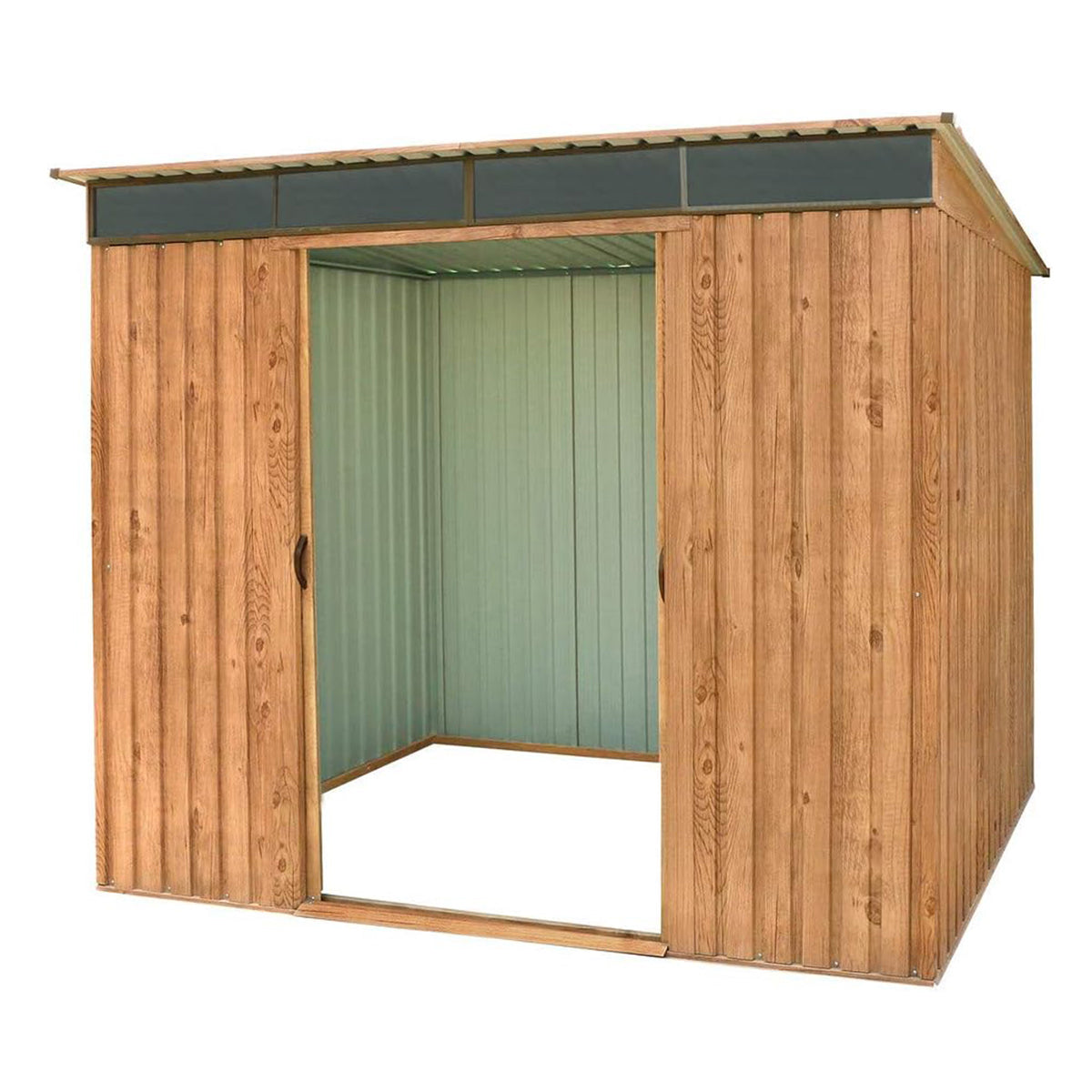 Caseta Jardín Top Shed Pentroof 8×6 Metal Imitación Madera_1