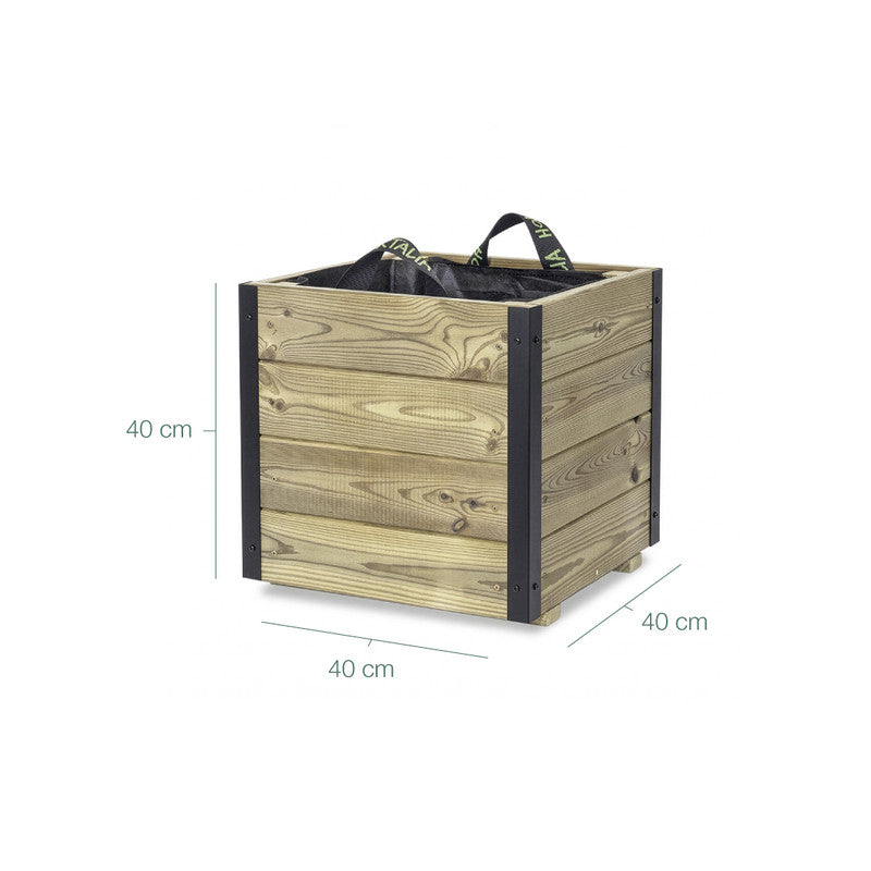Jardinera Exterior De Madera Con Refuerzo De Aluminio Pun Al Hortalia 40x40x40 Cm_5
