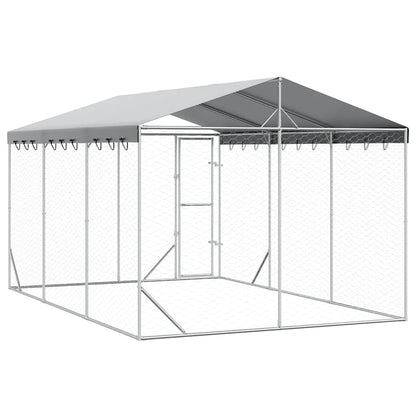Perrera Exterior Con Techo Acero Galvanizado Plata 3x4,5x2,5 M_5