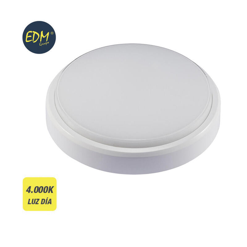 Aplique Exterior Led 18w 1950lm Ip54 Circular 4000k Luz Dia Ø21x5,7cm Edm_0