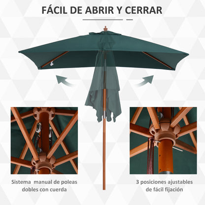 Outsunny Sombrilla De Jardín 200x150x235 Cm Inclinable Con Doble Techo Verde_5