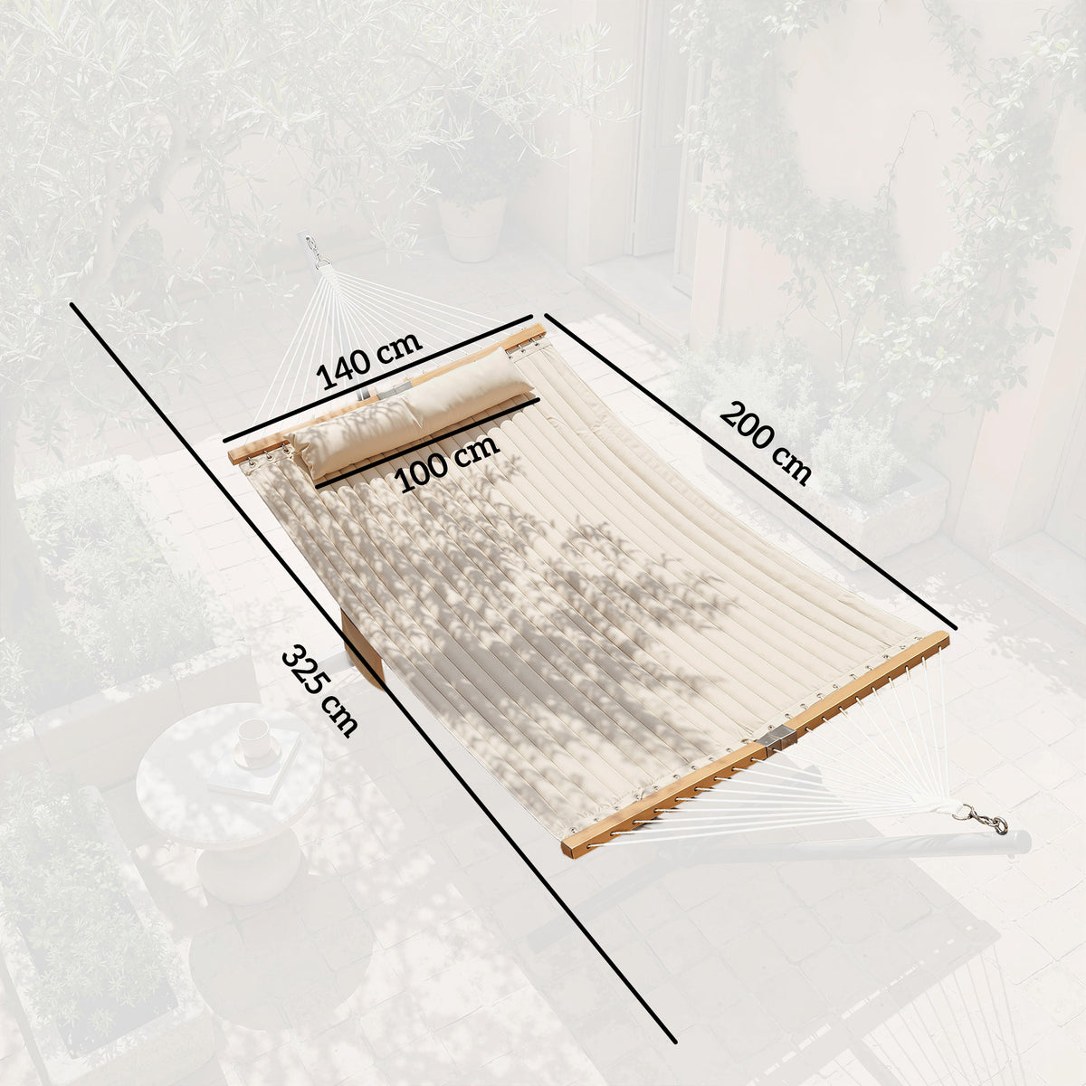 Outsunny Hamaca Acolchada De Jardín Portátil Con Almohada Desmontable Crema_2