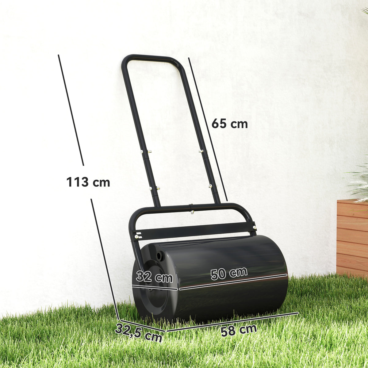 Outsunny Rodillo Para Césped Ancho 58cm Ø32cm De 38l Con Mango En U Negro_2