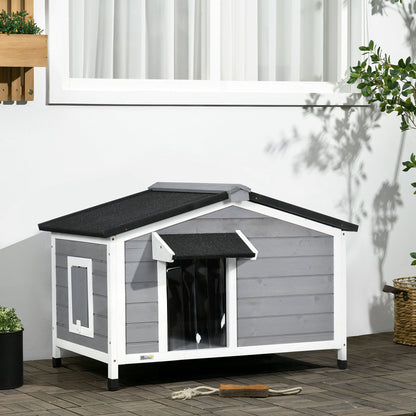Pawhut Caseta Para Perros De Exterior Con Techo Asfáltico 97x72x65 Cm Gris_1