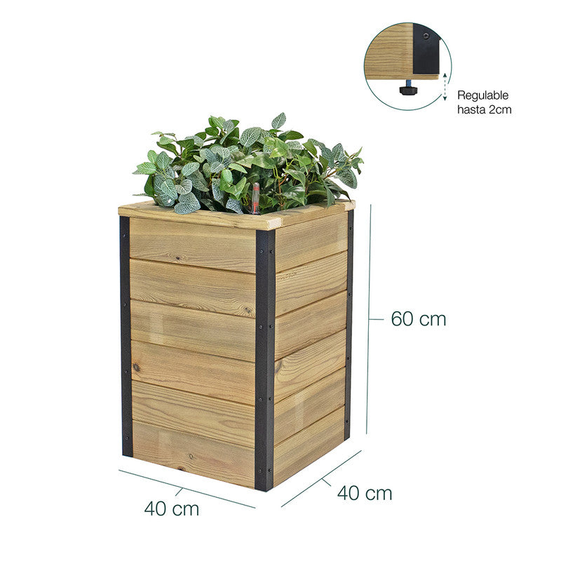 Jardinera Con Autorriego De Madera Nidum Interior Y Exterior Hortalia 40x40x60 Cm_5