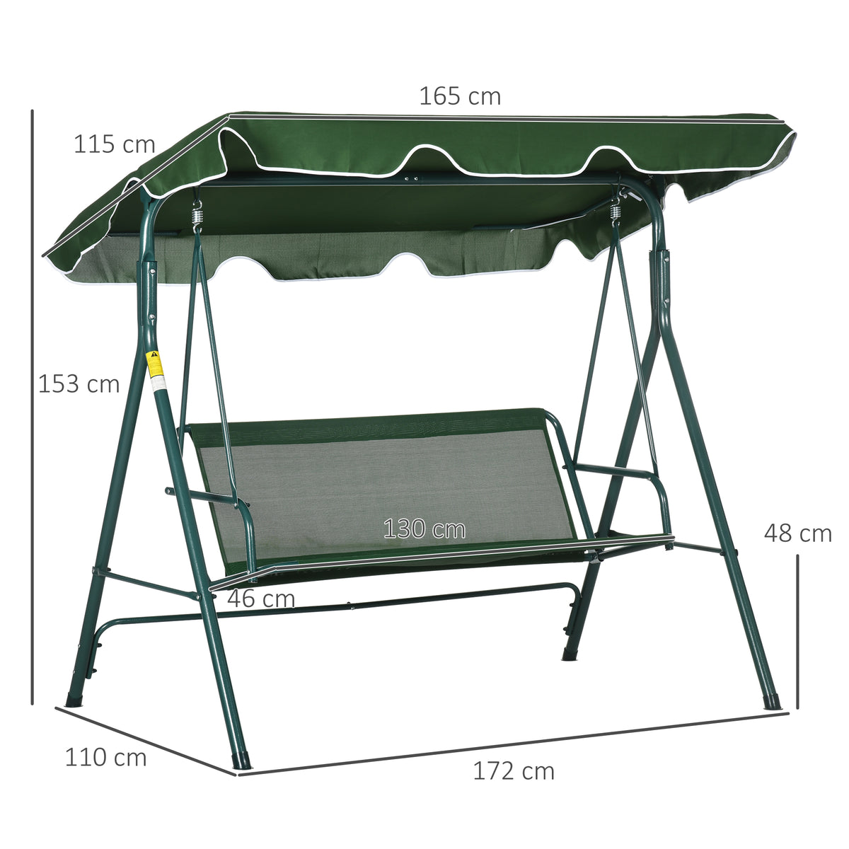 Columpio De Jardín Outsunny 172x110x153 Cm Verde_2