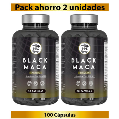 Pack 2 X Black Maca 20:1 Con L-arginina, Zinc Y Vitaminas B6 Y B12 - 2 X 50 Cápsulas Vegetales_0