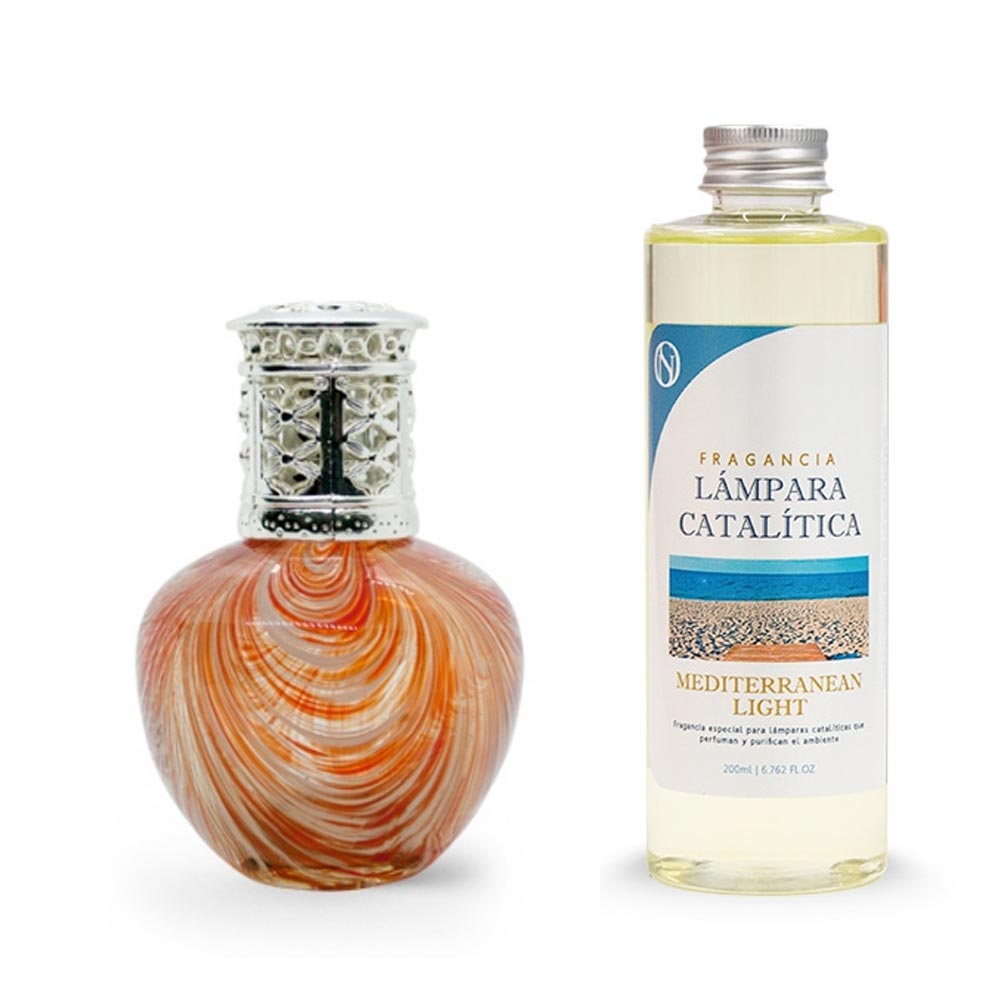 Lámpara Catalítica Orange Waves + Fragancia Mediterranean Light 500 Ml - Elimina Malos Olores, Impurezas Y Perfuma_0