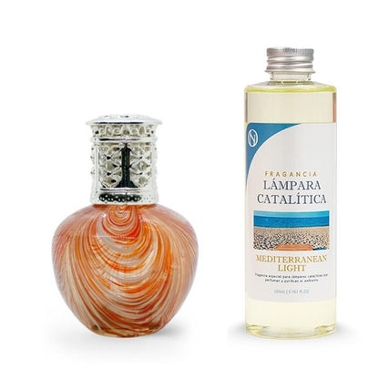 Lámpara Catalítica Orange Waves + Fragancia Mediterranean Light 500 Ml - Elimina Malos Olores, Impurezas Y Perfuma_0