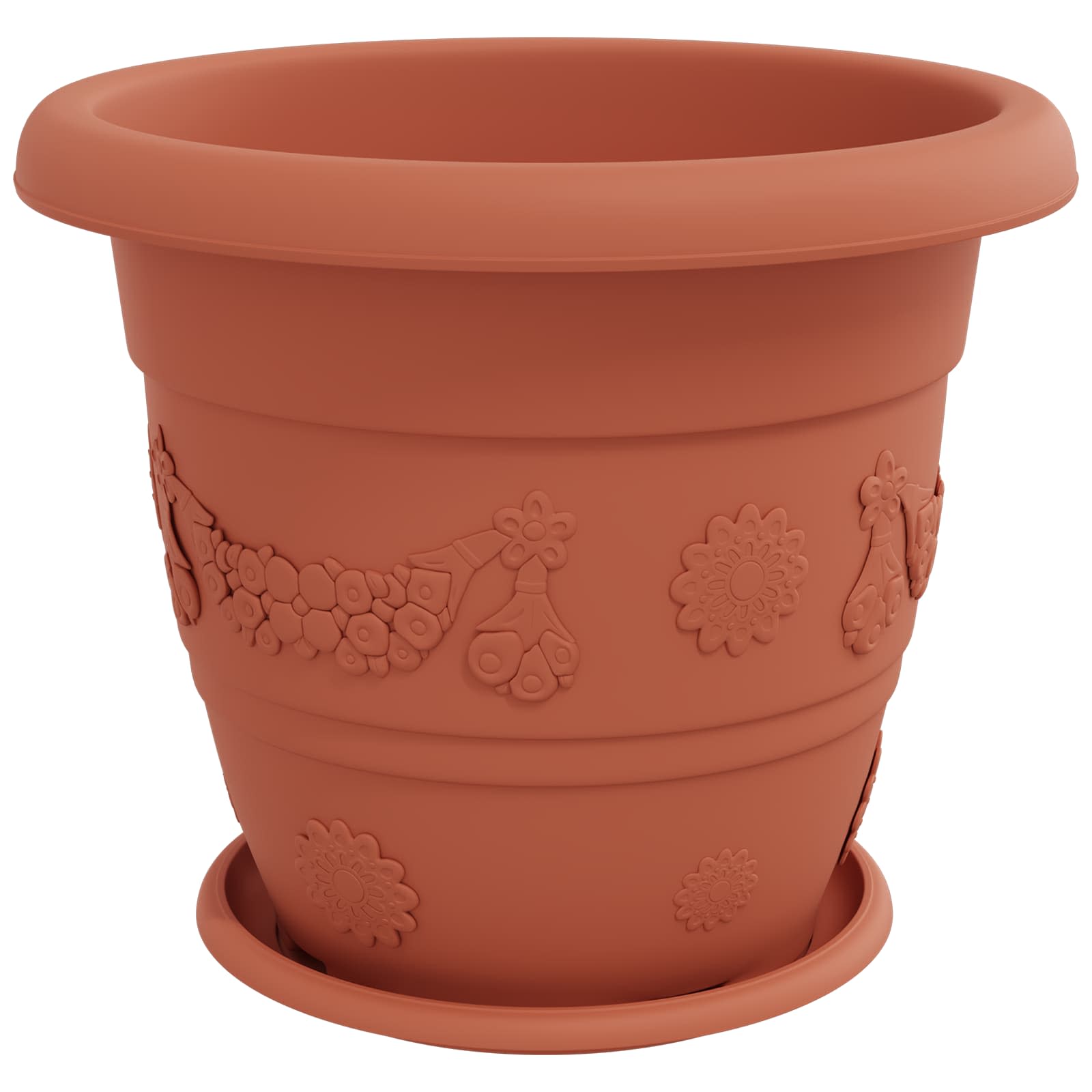 Macetas 6 Pcs Rojo Ladrillo Ø 39 X 32 Cm Plástico_4