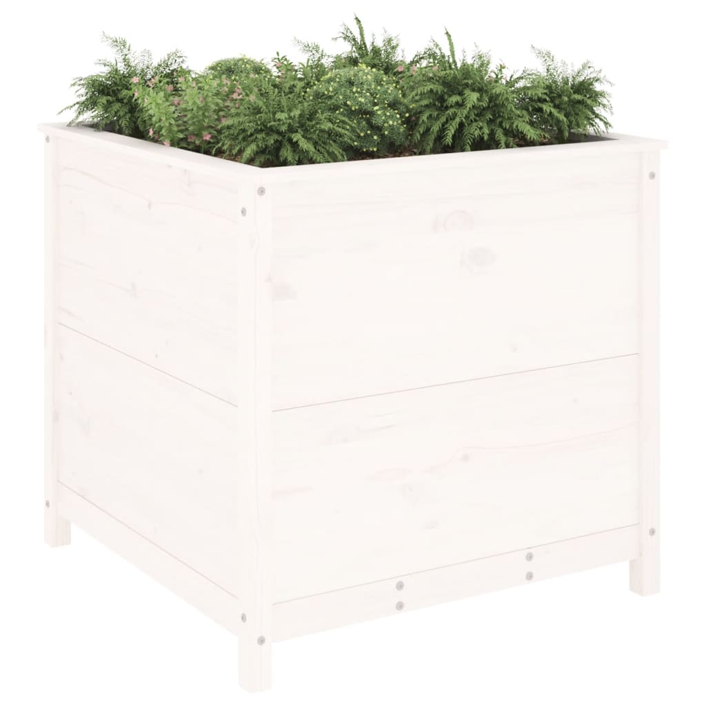 Jardinera Madera Maciza De Pino Blanco 82,5x82,5x78 Cm_2