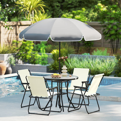 Outsunny Conjunto De Mesa Y Sillas Jardín De 6 Piezas Con Sillas Mesa Y Parasol_1
