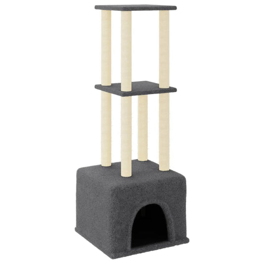 Rascador Para Gatos Con Postes De Sisal Gris Oscuro 133,5 Cm_0