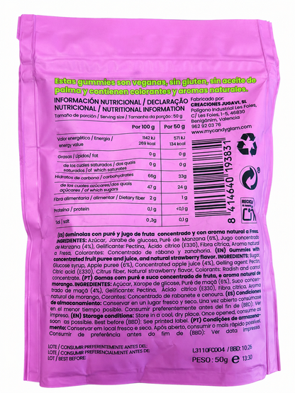 Gummies Veganas Sabor Fresa Pack 5 Bolsas - Snack Dulce Natural Sin Gluten_2