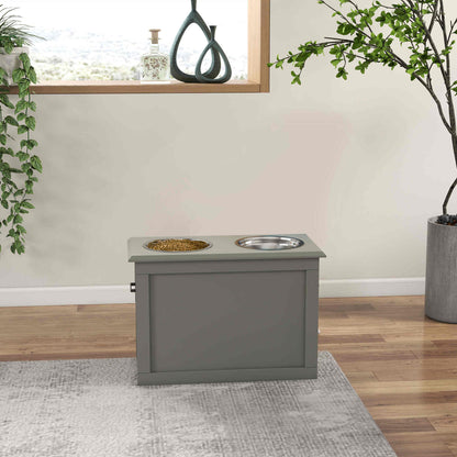 Pawhut Comedero Elevado Para Perros Con 2 Cuencos De Acero Inoxidable Gris_1