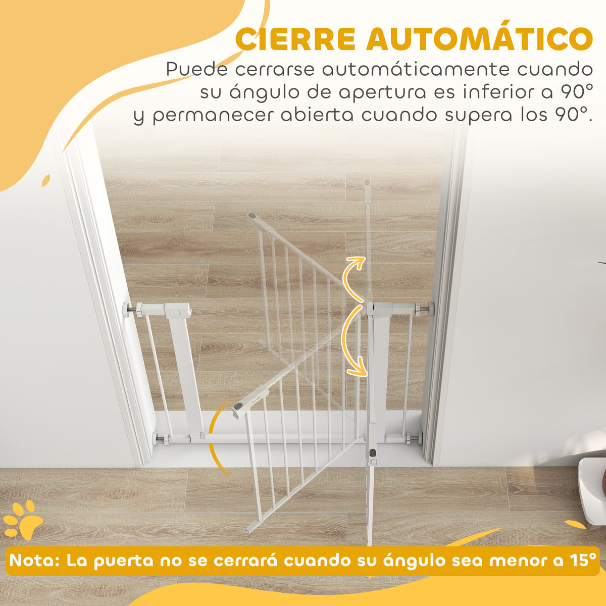 Pawhut Barrera De Seguridad Perros Escaleras Puertas 76-97 Cm Con 2 Extensiones_4