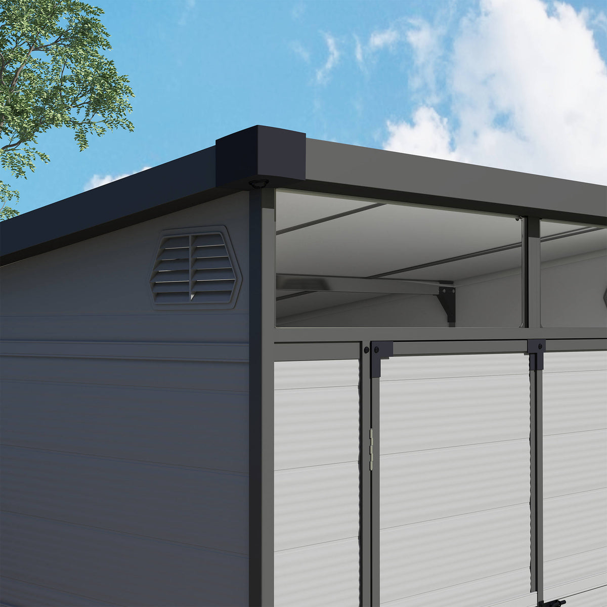 Outsunny Cobertizo De Jardín 3,24 M² 190x191x215 Cm Con Puerta Corredera Gris_3
