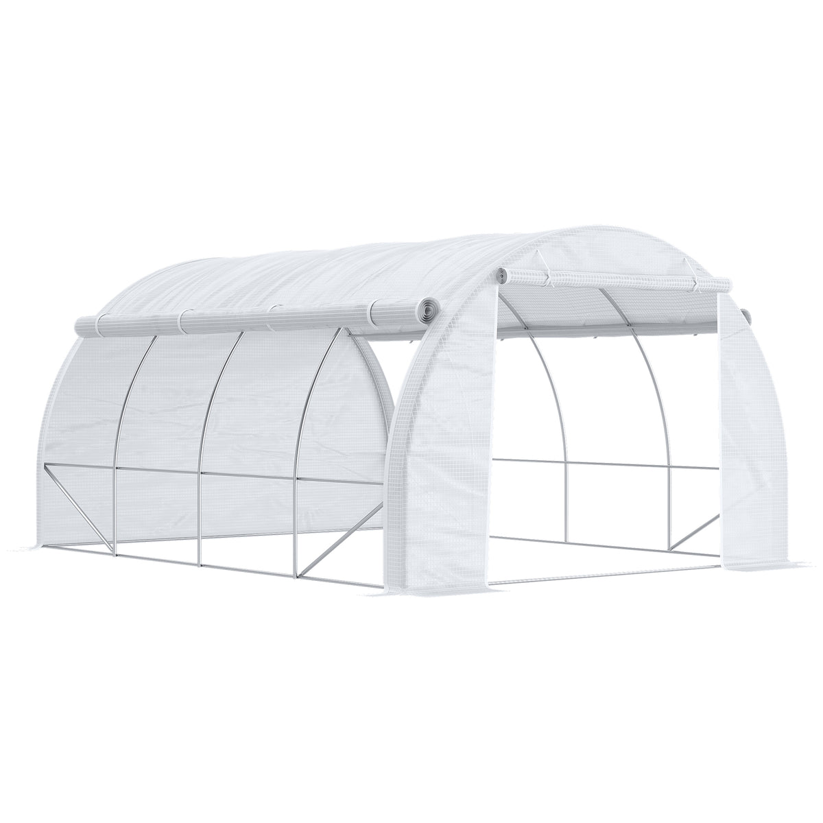 Outsunny Invernadero De Túnel Jardín 4x3x2m Con Puerta Y 8 Ventanas Enrollables_0